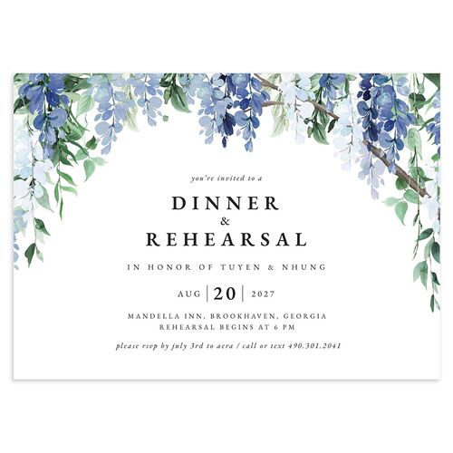 Sparkling Wisteria Rehearsal Dinner Invitations Navy Signature Blank Standard