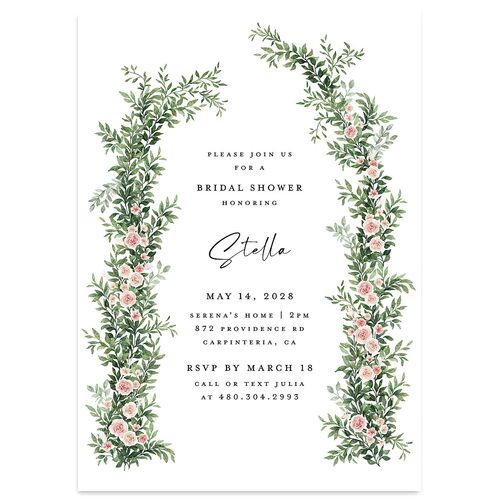 Floral Arc Bridal Shower Invitations Shell Pink Signature smooth Blank Standard