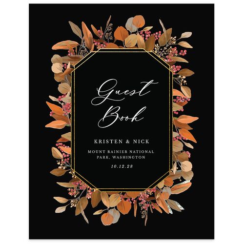 Eucalyptus Frame Wedding Guest Book Walnut