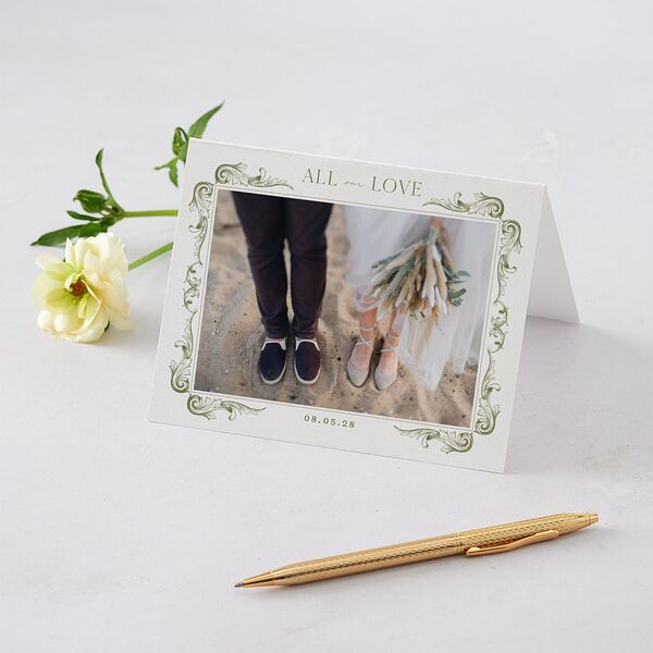 Vintage Ornate Frame Thank You Cards Olive