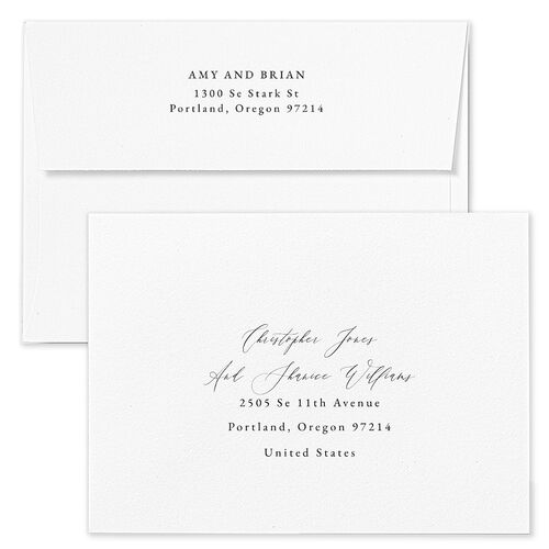 Holiday Greenery Frame Holiday Card Envelopes Kraft Dusty Blue Both Recipient and Return Addresses Standard Signature