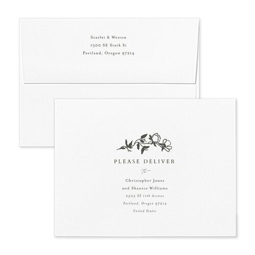 Delicate Vines Thank You Card Envelopes Blue Hunter Green Return Address Signature Standard