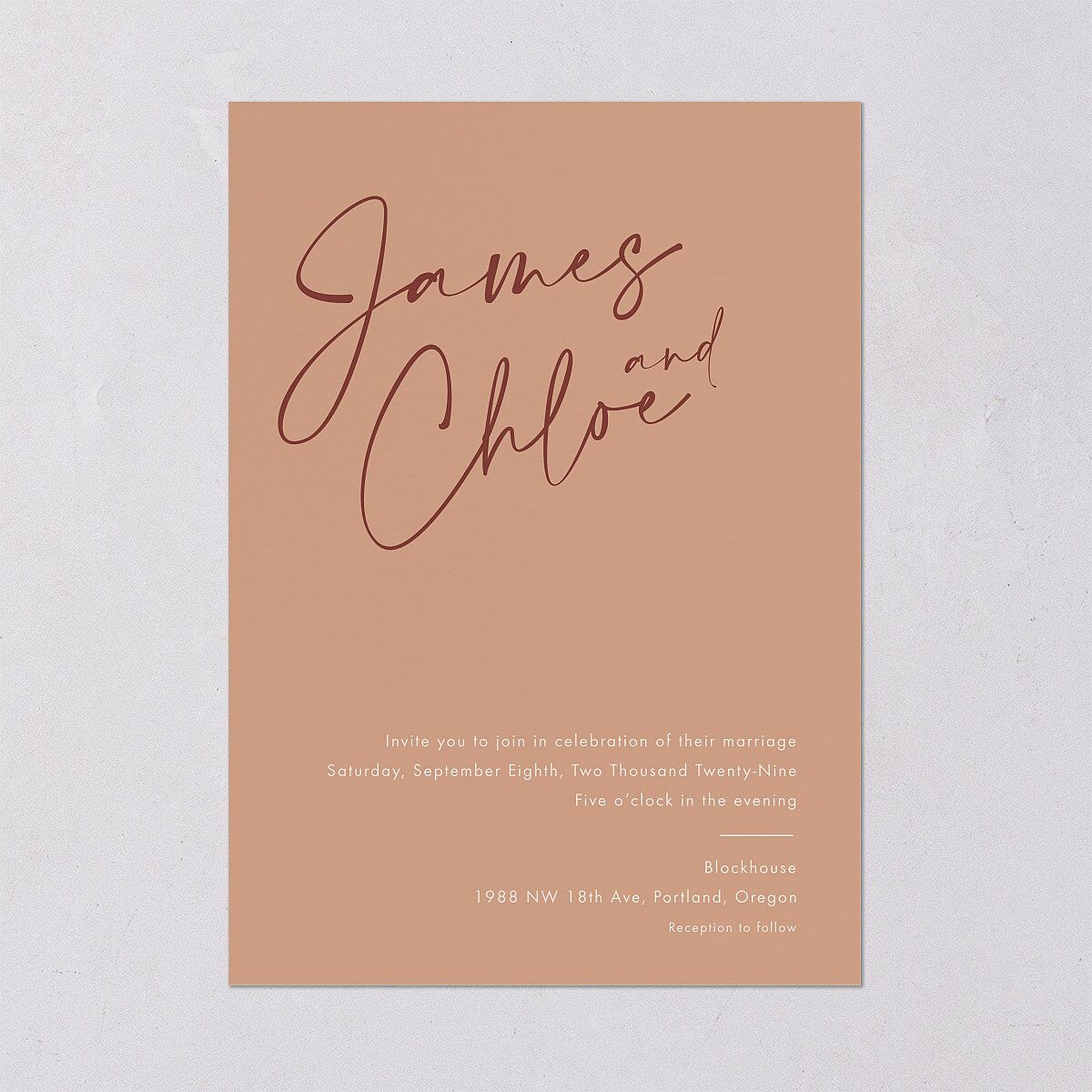 Simple Script Wedding Invitations Vintage Pink Signature Blank No