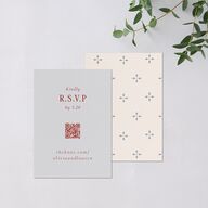 Vintage Vase QR Code RSVP Cards Burgundy Signature Standard