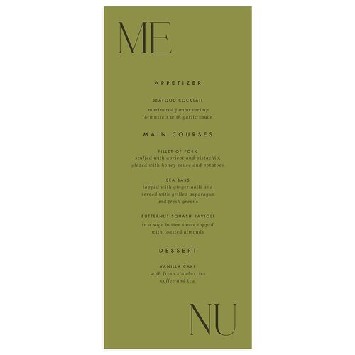 Modern Initials Menus Olive Signature