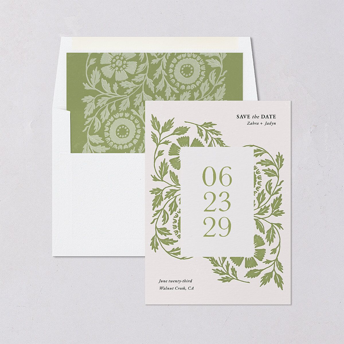 Block Print Save the Date Cards Meadow Signature smooth Blank No Standard