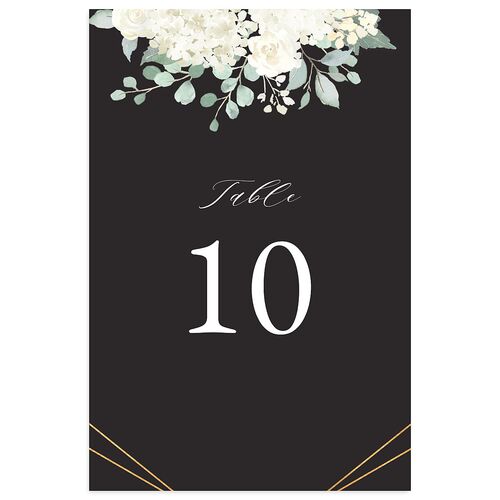Elegant Hydrangea Table Numbers Charcoal Signature