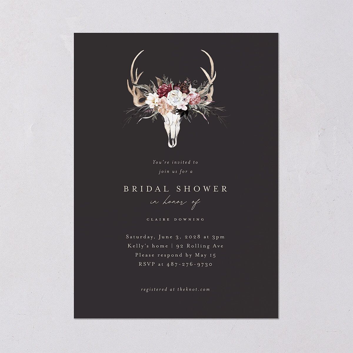 Gothic Antlers Bridal Shower Invitations Bisque Signature Blank Standard