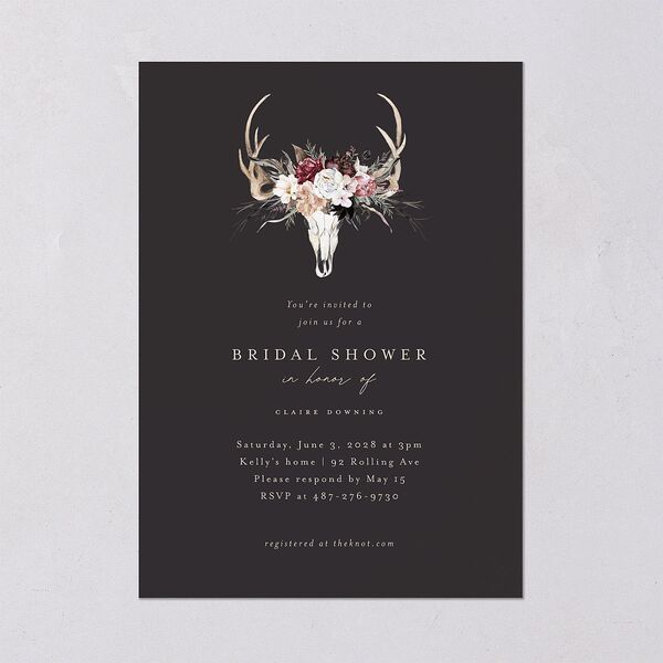Gothic Antlers Bridal Shower Invitations Bisque Signature Blank Standard