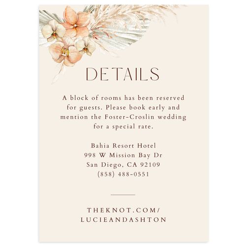 Pampas Floral Wedding Event Detail Cards Espresso Signature Standard