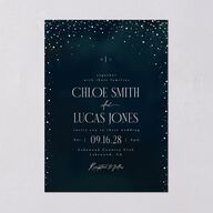 Sparkling Night Wedding Invitations Navy Signature Blank No