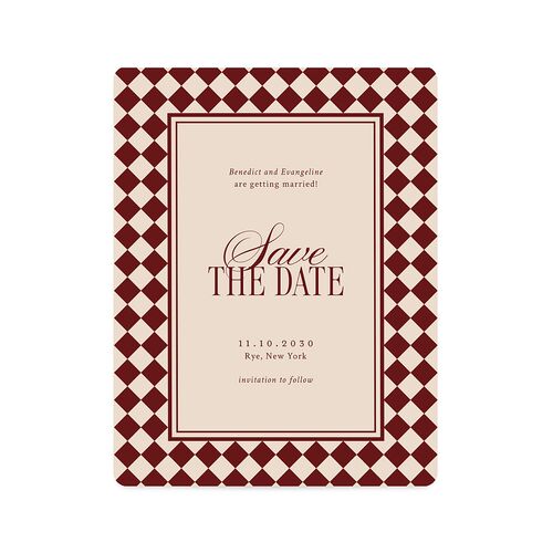 Elegant Diamond Pattern Save The Date Magnets Burgundy Magnet Paper