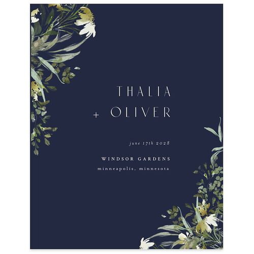 Gilded Greenery Wedding Guest Book Navy