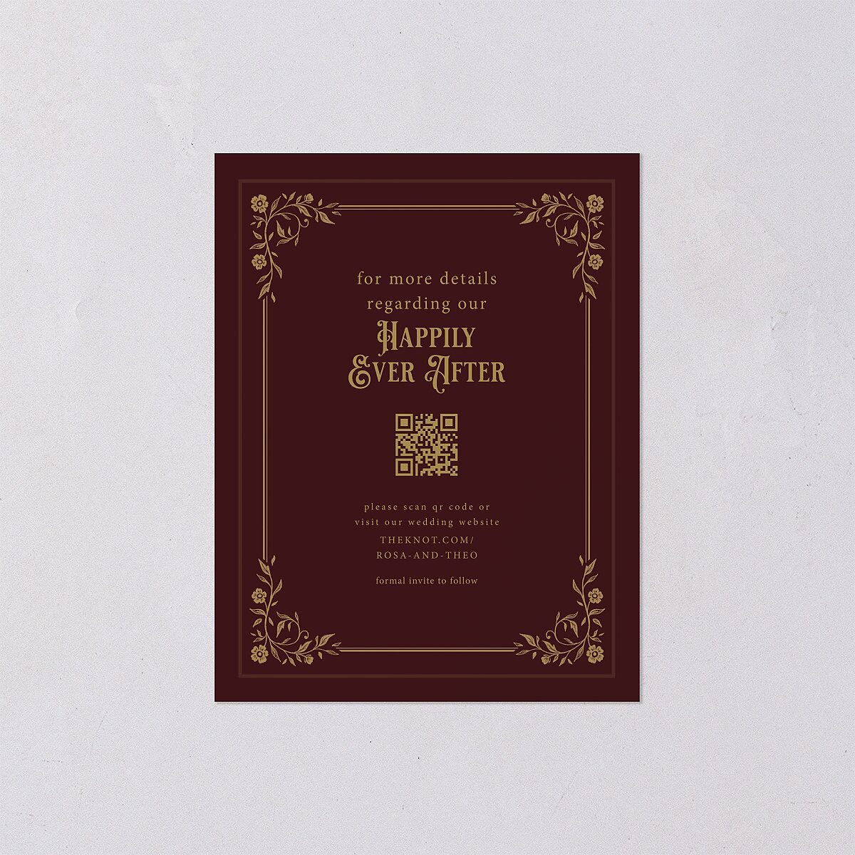 Vintage Storybook Save the Date Petite Cards Merlot Signature smooth Blank Standard No