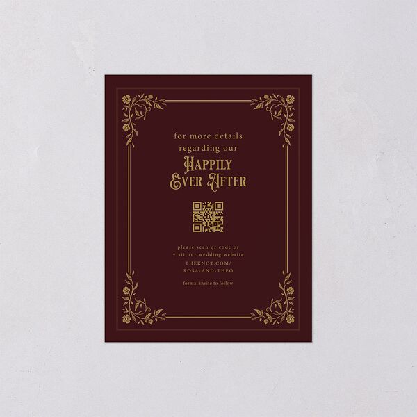 Vintage Storybook Save the Date Petite Cards Merlot Signature smooth Blank Standard No