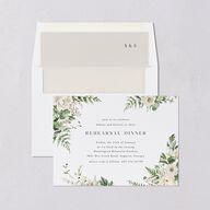 Gilded Fern Frame Botanical Rehearsal Dinner Invitations Linen Signature Blank Standard