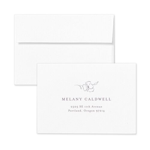 Floral Adornment Wedding Response Card Standard Envelopes White Purple Haze Return Address Signature Standard