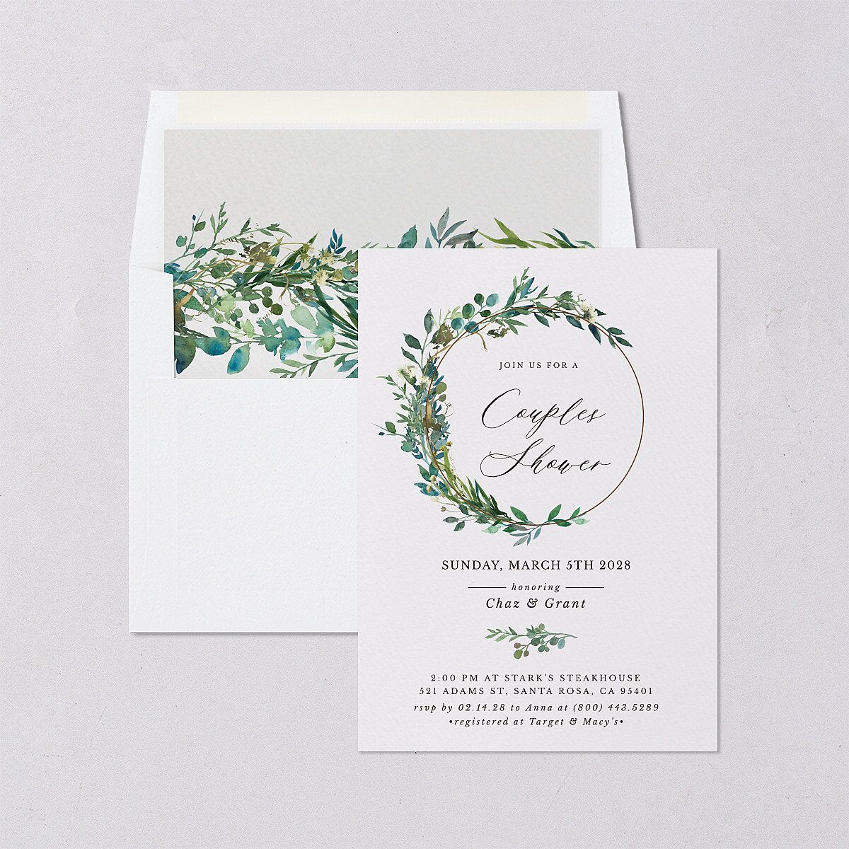Leafy Hoops Bridal Shower Invitations — view 4