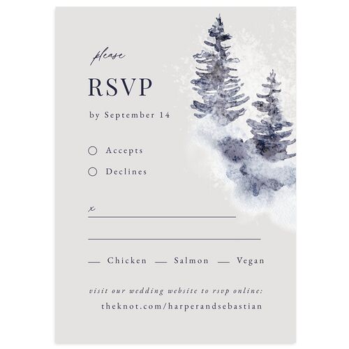 Snowy Mountainside Wedding Response Cards Midnight Navy Signature Standard