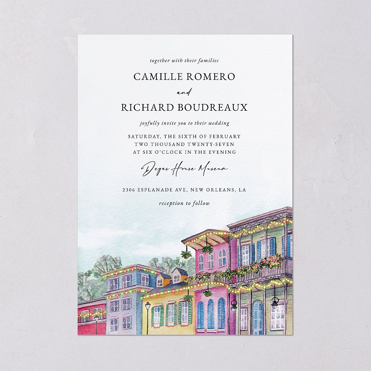 New Orleans Wedding Invitations Dark Night Signature Blank No Standard