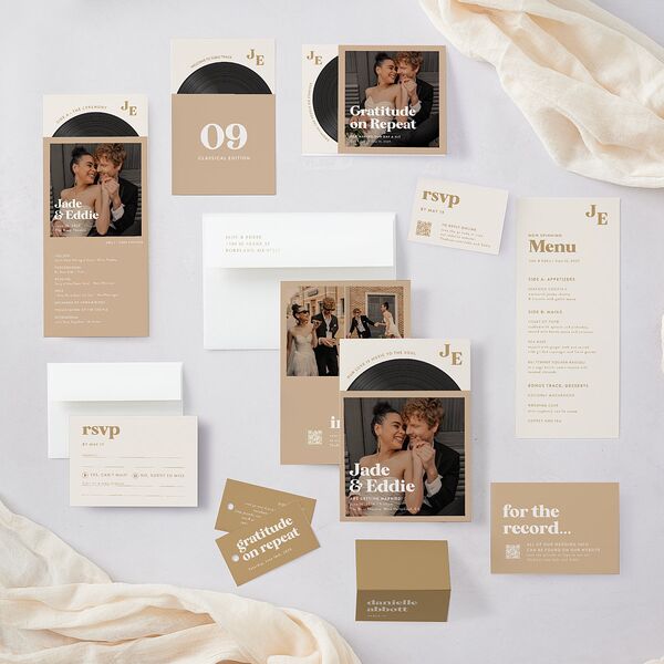 Music Lovers Wedding Response Cards Tan Signature Standard