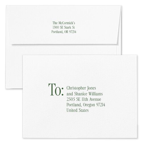 Timeless Happy Holiday Photo Holiday Card Envelopes White Jewel Green Return Address Standard Signature