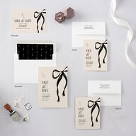Whimsical Hand Drawn Bow Save the Date Postcards Linen