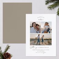 Monogram Christmas Holiday Cards Pure White Signature Blank Portrait  Standard