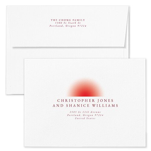 Lunar New Year Hues Holiday Card Envelopes Blue Garnet Recipient Address Standard Signature