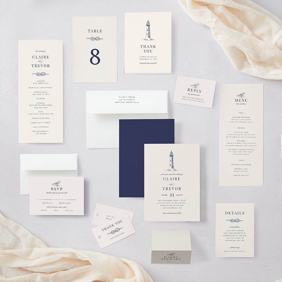 Elegant Lighthouse Wedding Invitations Maritime Signature Blank No Standard