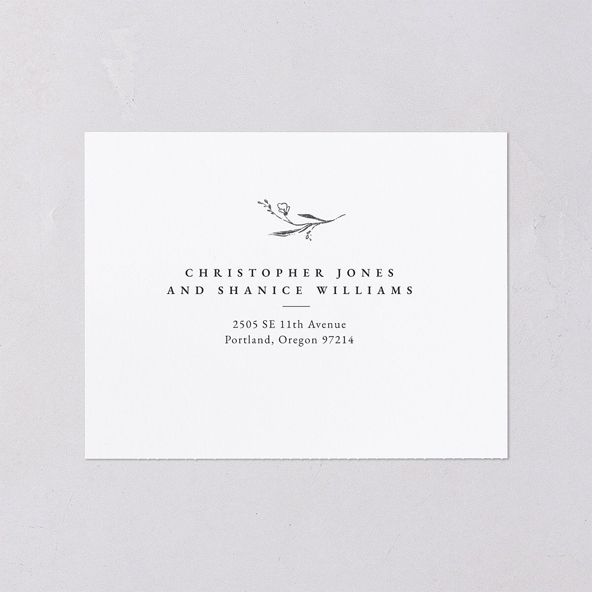 Illustrated Vines All-in-One Wedding Invitations Charcoal Signature Light Both Recipient and Return Addresses No