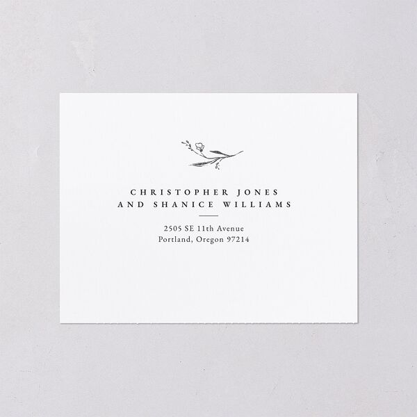 Illustrated Vines All-in-One Wedding Invitations Charcoal Signature Light Both Recipient and Return Addresses No