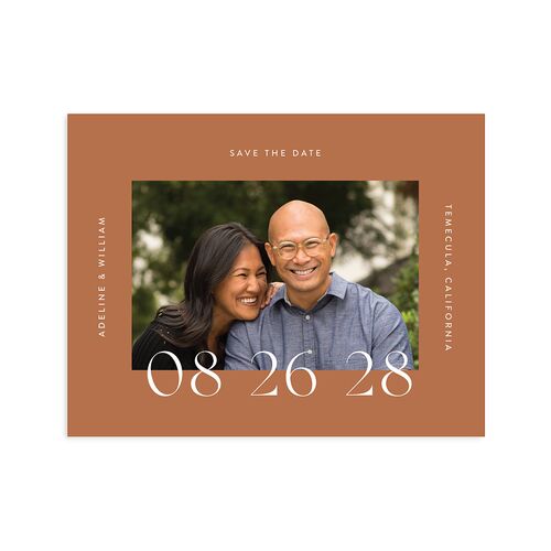 Border Date Save the Date Petite Cards Terracotta Signature smooth Blank No Standard