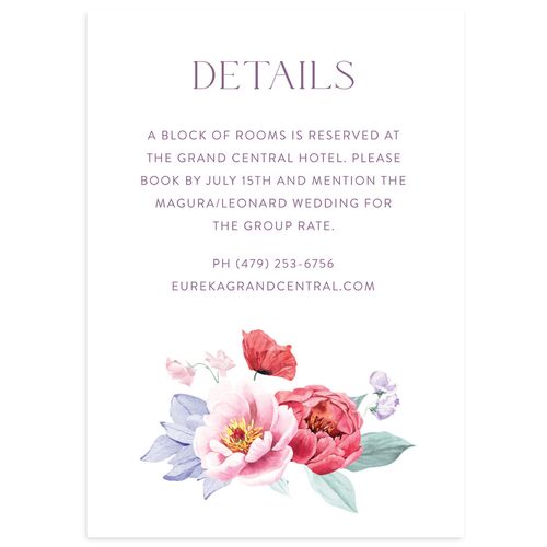 Whimsical Maximalist Floral Wedding Event Detail Cards Iris Signature Standard