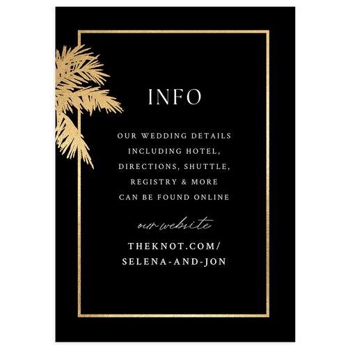 Classic Palm Trees Foil Wedding Enclosure Cards Gold Licorice Signature Standard