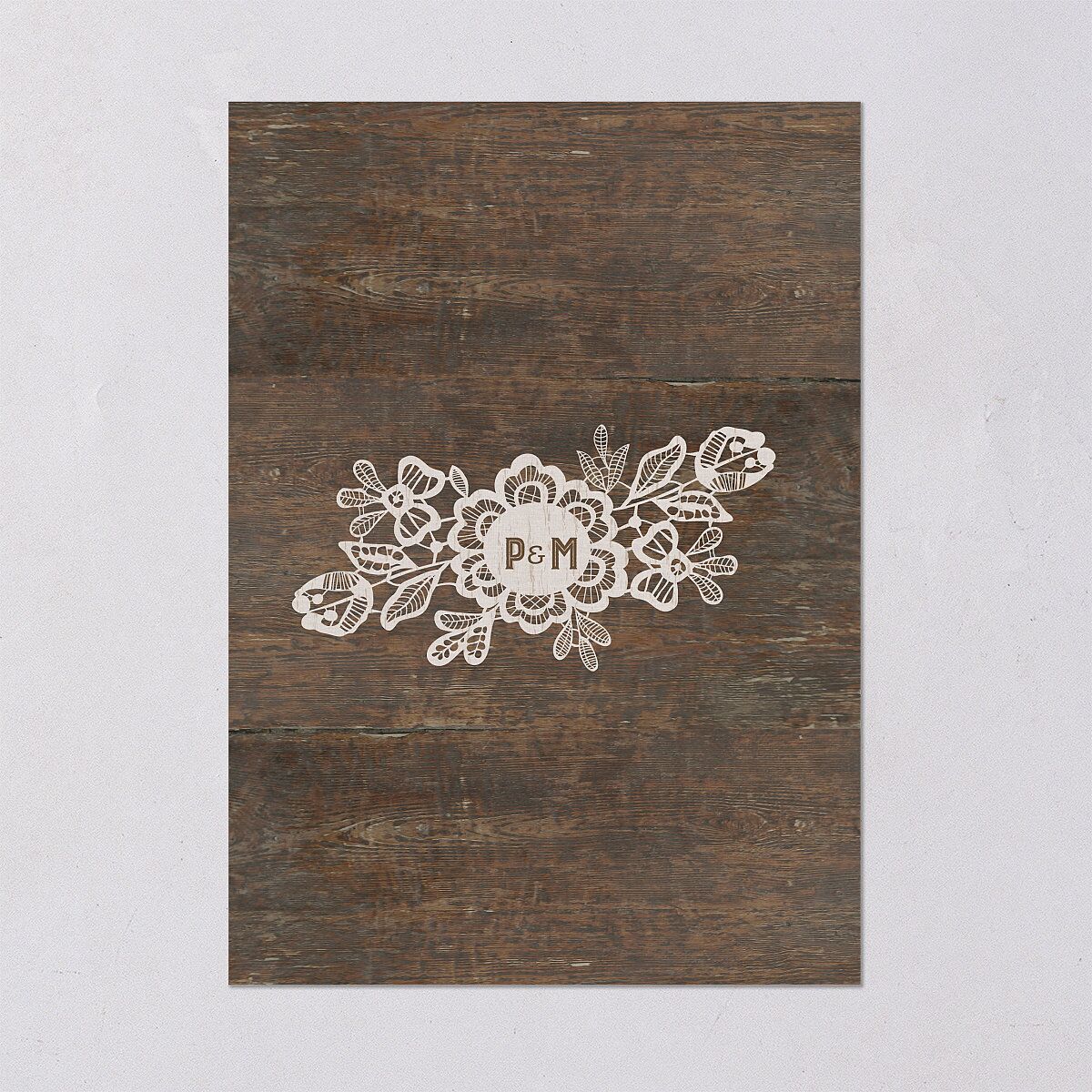 Woodgrain Lace Wedding Invitations Falcon Signature Blank No Standard