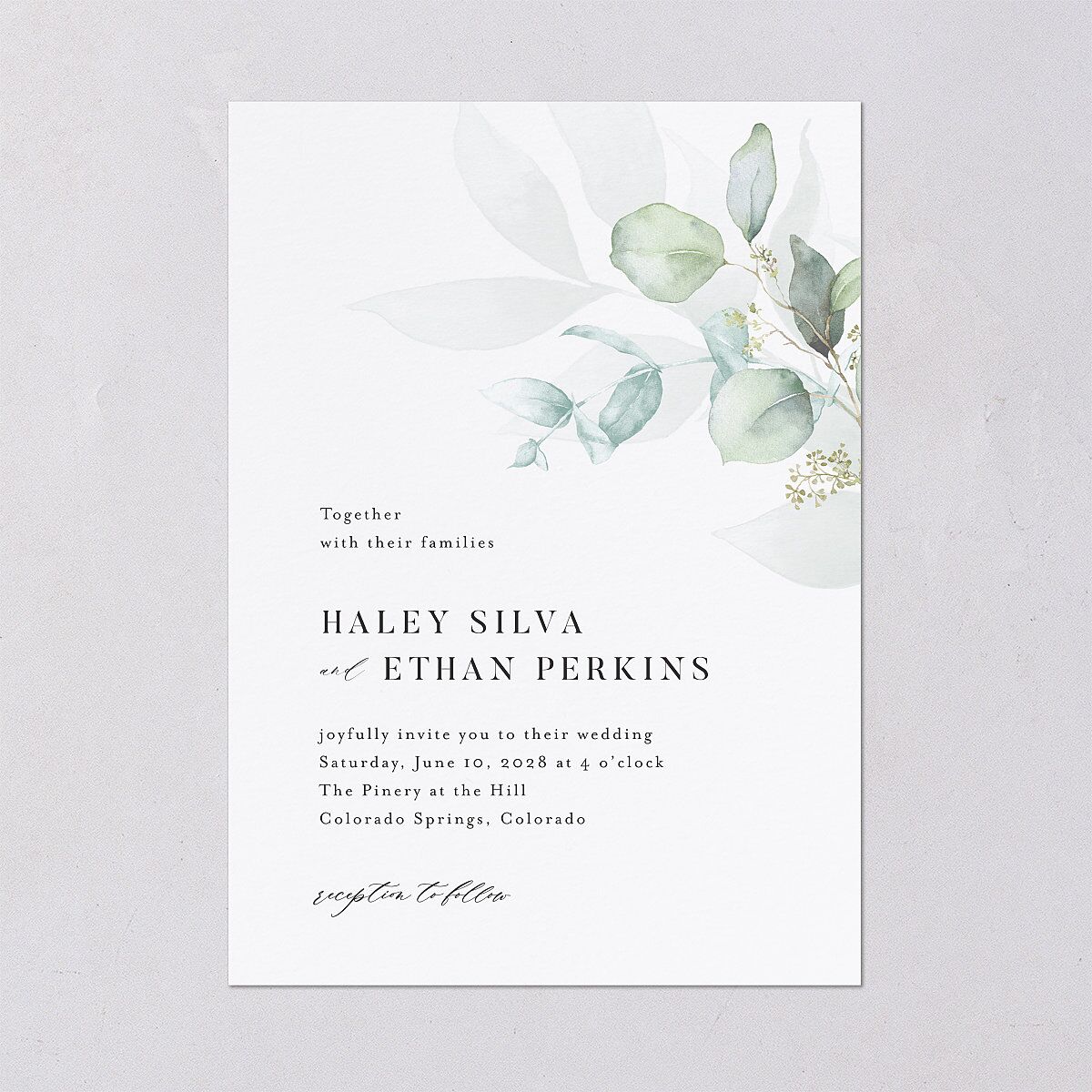 Romantic Greenery Wedding Invitations Tide Pool Signature Blank No Standard
