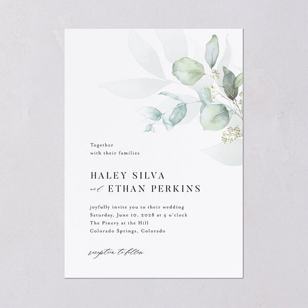 Romantic Greenery Wedding Invitations Tide Pool Signature Blank No Standard