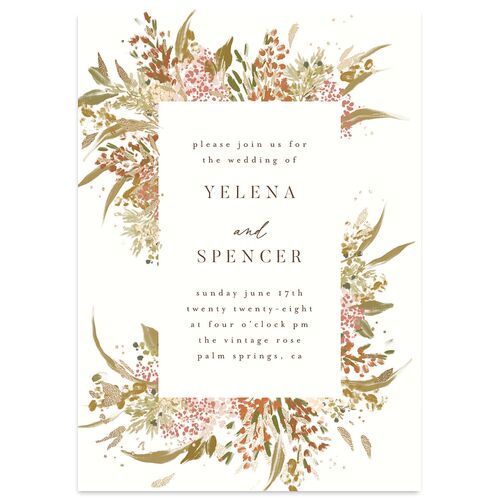 Moody Romance Wedding Invitations Gold Terracotta Signature Blank No Standard