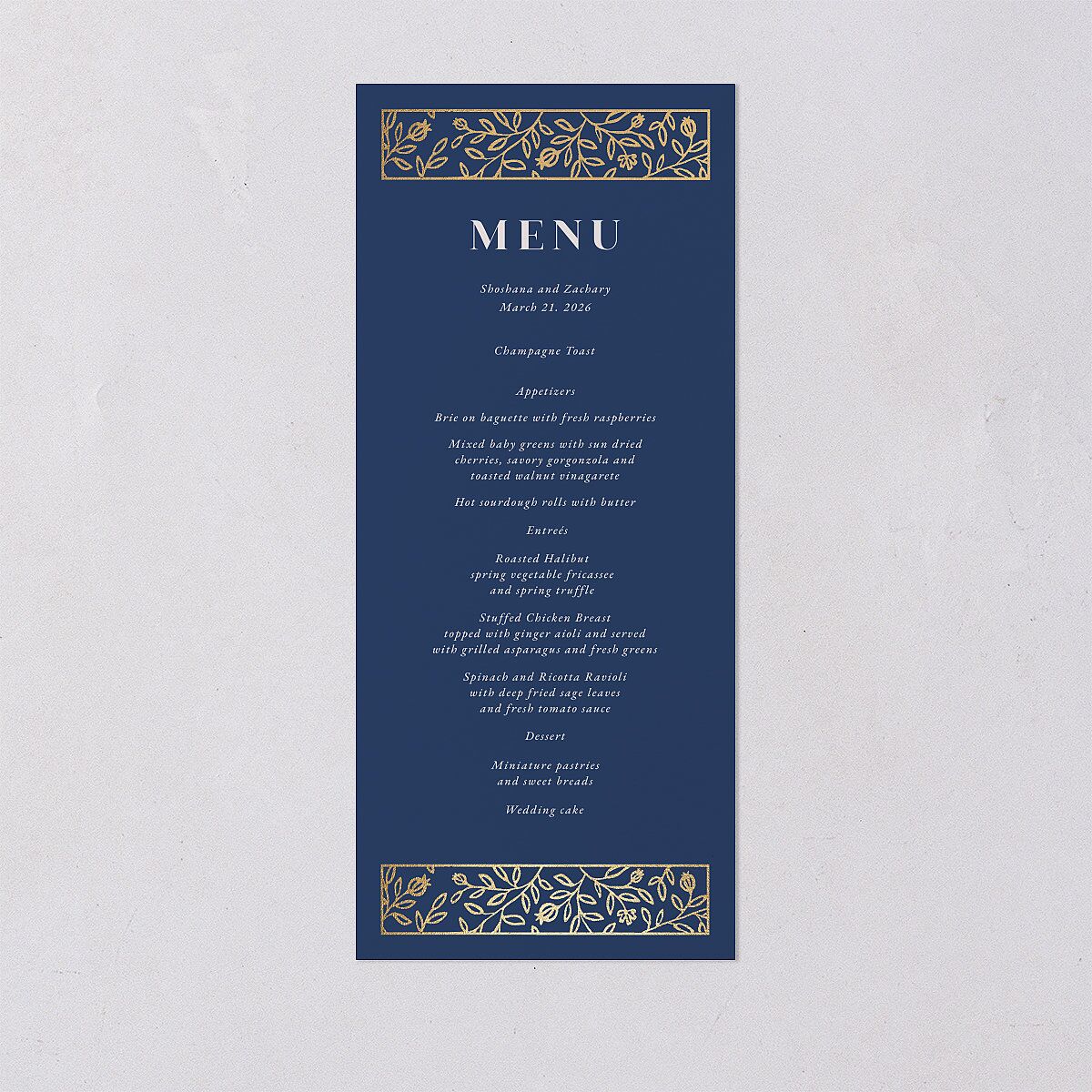 Jewish Chuppah Menus — view 1
