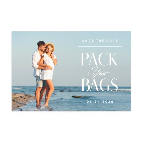 Destination Photo Poster Save the Date Postcards Dusty Blue