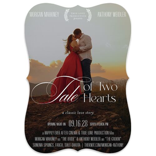Romantic Movie Poster Wedding Invitations Navy Signature Blank No Bracket