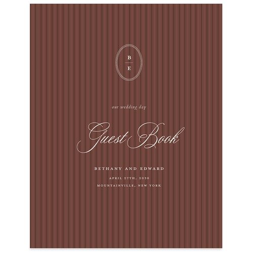 Vintage Oval Monogram Guest Books Merlot
