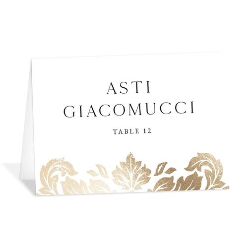 Elegant Damask Place Cards Gold Pure White Signature