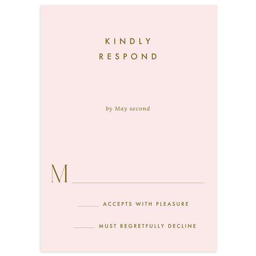 Modern Initials Wedding Response Cards Pink Cotton Signature Standard