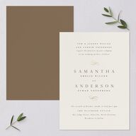 Flourishing Love Wedding Invitations Gold Sepia Signature Blank No Standard