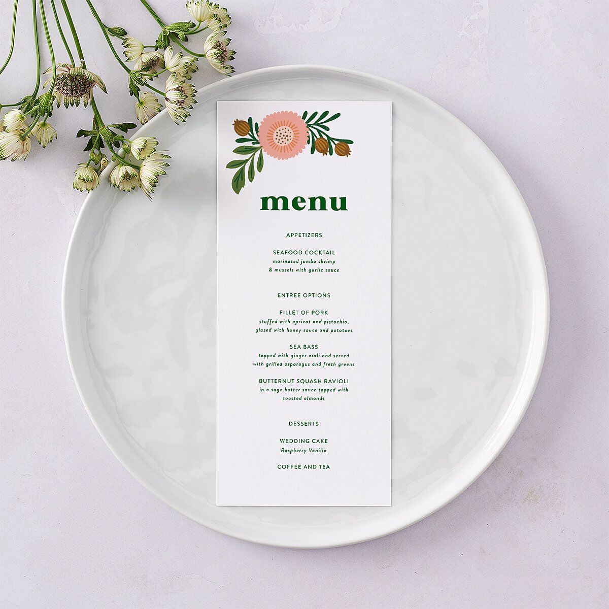 Retro Bloom Menus Scottish Green Signature