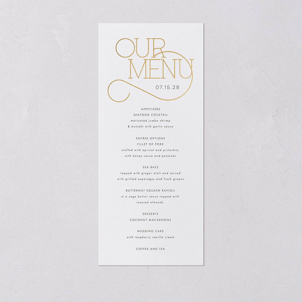 Ornate Love Song Menus Gold Hunter Green Signature