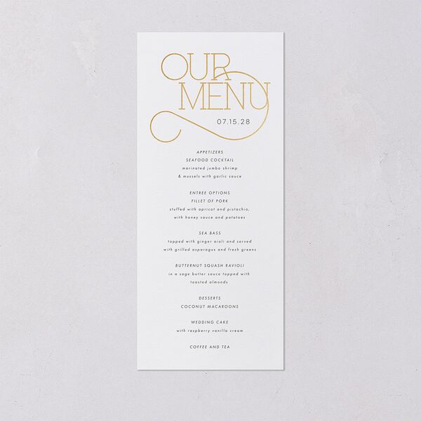 Ornate Love Song Menus Gold Hunter Green Signature