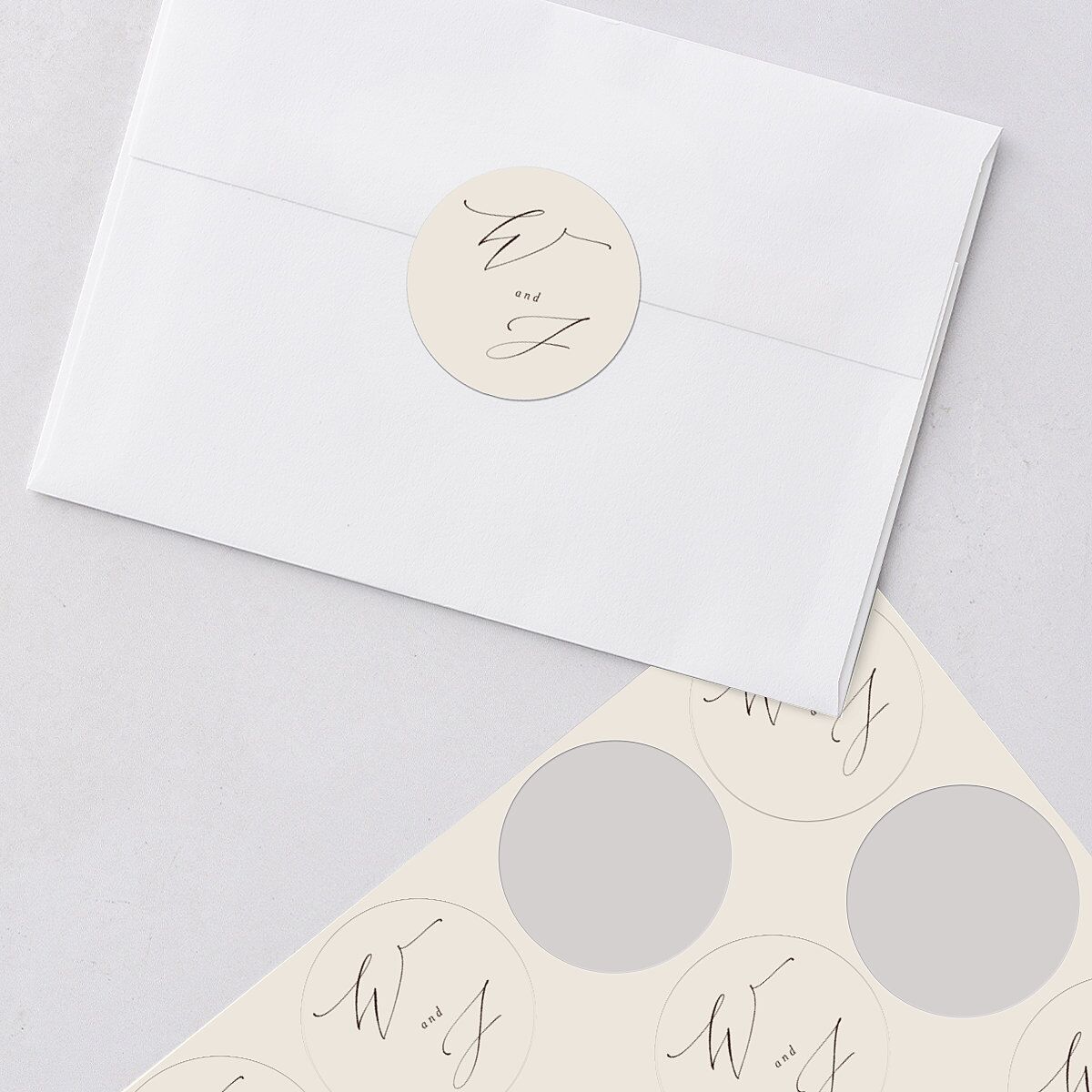 Western Valley Wedding Stickers Tan Circle